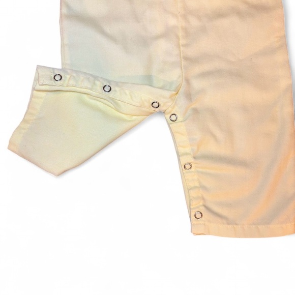 Vintage 70s Yellow Girls Overalls Romper 12 Months Floral Snap Buttons - Picture 4 of 7